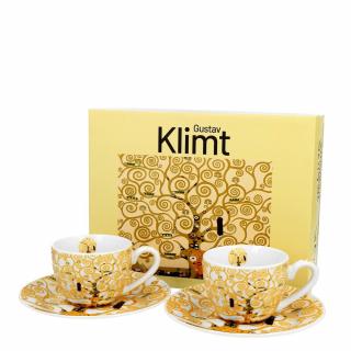Duo Gifts Přátelská souprava Gustav Klimt Strom života - bílé 2x šálek s podšálkem na espresso 110ml