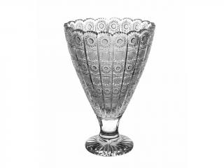 PB CRYSTAL Broušená křišťálová váza Bohemia Crystal - kornout širší 305mm. Bohatý brus Klasik.