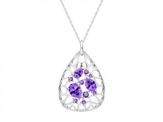 Preciosa Elegantní stříbrný náhrdelník Lyra Violet 5260 56