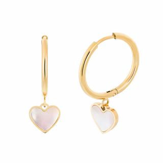 Preciosa Náušnice Mother of Pearl Heart, srdíčka - pozlacená chirurgická ocel 7491Y01