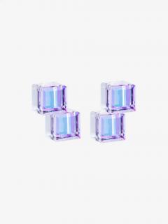 Preciosa Náušnice z chirurgické oceli Crystal Cubes, kostky s českým křišťálem Preciosa, vitrail light 7396 43