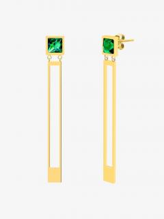 Preciosa Náušnice z chirurgické oceli Straight s českým křišťálem Preciosa, emerald 7393Y66