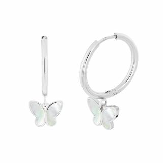 Preciosa Perleťové náušnice Mother of Pearl Butterfly, motýlci z chirurgické oceli 7493 01