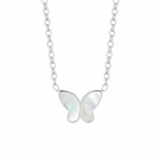 Preciosa Perleťový náhrdelník Mother of Pearl Butterfly, motýlek z chirurgické oceli 7492 01