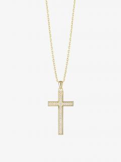 Preciosa Pozlacený stříbrný přívěsek s řetízkem Cross, křížek s kubickou zirkonií Preciosa 5407Y00