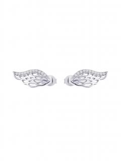 Preciosa Stříbrné náušnice Angel Wings, andělská křídla s kubickou zirkonií Preciosa 5218 00
