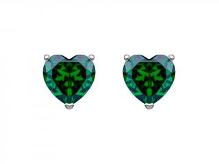 Preciosa  Stříbrné náušnice Cher, srdce s kubickou zirkonií Preciosa, zelené 5237 66