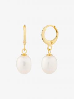 Preciosa Stříbrné náušnice Pearl Heart s říční perlou Preciosa, pozlacené 5357Y01