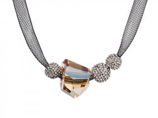 Preciosa Stříbrný náhrdelník Charme s českým křišťálem Preciosa - hnědý 6667 61