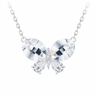 Preciosa Stříbrný náhrdelník Devotion, motýl s českým křišťálem a kubickou zirkonií Preciosa 6147 00