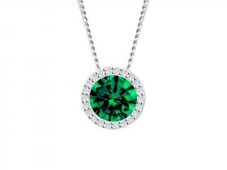 Preciosa Stříbrný náhrdelník Lynx zelený 5268 66