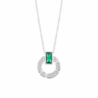 Preciosa Stříbrný náhrdelník Sublime s kubickou zirkonií Preciosa, emerald 5390 66