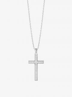 Preciosa Stříbrný přívěsek s řetízkem Cross, křížek s kubickou zirkonií Preciosa 5407 00