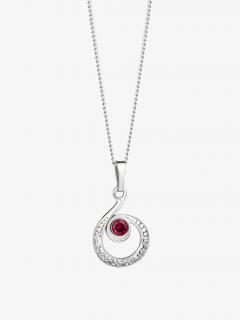 Preciosa Stříbrný přívěsek s řetízkem Romantic Elegance s kubickou zirkonií Preciosa, červený 5080 63L