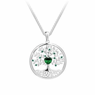Preciosa Stříbrný přívěsek Sparkling Tree of Life, strom života s kubickou zirkonií Preciosa, emerald 5329 66