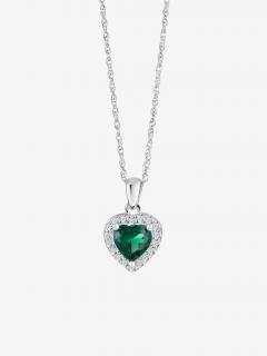 Preciosa Stříbrný přívěsek Velvet Heart, srdce s kubickou zirkonií Preciosa, esmerald 5370 66