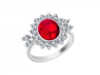 Preciosa Stříbrný prsten Camellia s českým křišťálem a kubickou zirkonií Preciosa - červený 6108 63