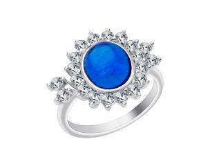 Preciosa Stříbrný prsten Camellia s českým křišťálem a kubickou zirkonií Preciosa - modrý 6108 68