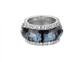 Preciosa Stříbrný prsten De Luxe s českým křišťálem Preciosa - černý 6760 40 Velikost: B (průměr 17mm, CZ 53)