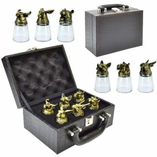 Souprava sklenic na panáky v luxusním kufříku 25ml
