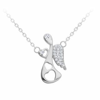 Stříbrný náhrdelník Angelic Touch, anděl s kubickou zirkonií Preciosa 5294 00