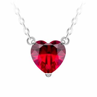 Stříbrný náhrdelník Cher, srdce s kubickou zirkonií Preciosa, rudý 5236 63