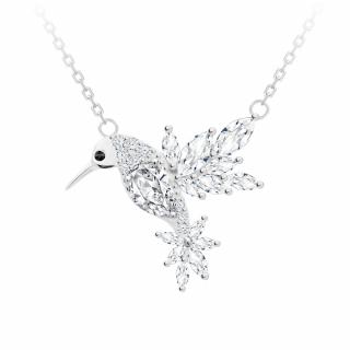 Stříbrný náhrdelník Gentle Gem, kolibřík s kubickou zirkonií Preciosa 5290 00