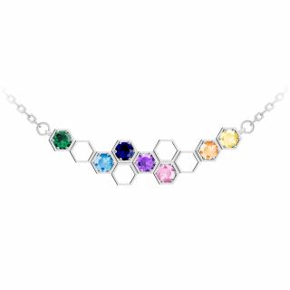 Stříbrný náhrdelník Lumina s kubickou zirkonií Preciosa, malý, barevný 5298 70
