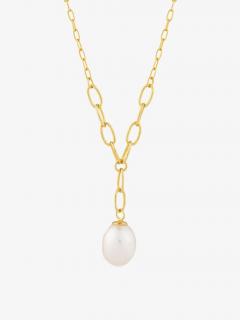 Stříbrný náhrdelník Pearl Heart s říční perlou Preciosa, pozlacený 5356Y01