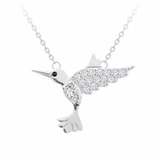 Stříbrný náhrdelník Perfect Gem, kolibřík s kubickou zirkonií Preciosa 5291 00