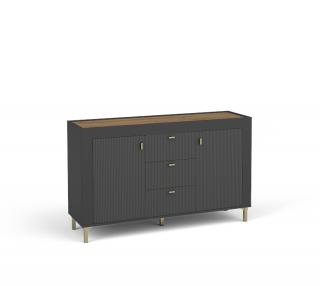 Komoda Mossa MO 6 Dolmar 138/84/40 Barva: dub whisky/černý mat
