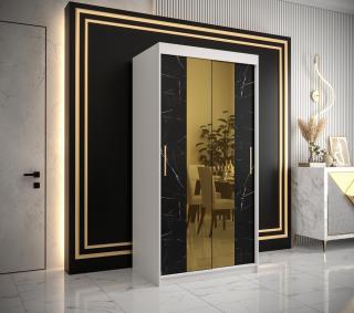 Šatní skříň GOLDEN T1 Abika 100/200/62 barevné provedení: bílý mat-černý mat