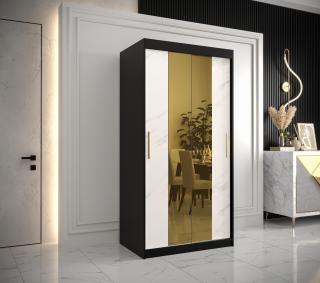 Šatní skříň GOLDEN T1 Abika 100/200/62 barevné provedení: černý mat-bílý mat