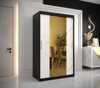 Šatní skříň GOLDEN T1 Abika 120/200/62 barevné provedení: černý mat-bílý mat