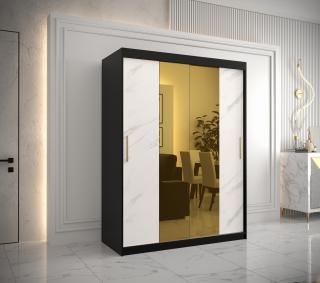 Šatní skříň GOLDEN T1 Abika 150/200/62 barevné provedení: černý mat-bílý mat