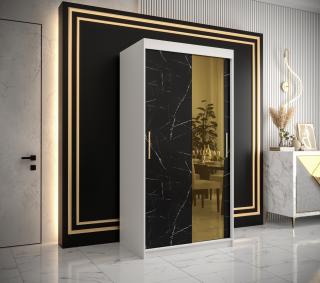 Šatní skříň GOLDEN T2 Abika 100/200/62 barevné provedení: bílý mat-černý mat
