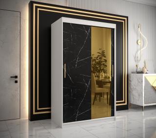 Šatní skříň GOLDEN T2 Abika 120/200/62 barevné provedení: bílý mat-černý mat
