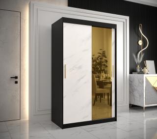 Šatní skříň GOLDEN T2 Abika 120/200/62 barevné provedení: černý mat-bílý mat