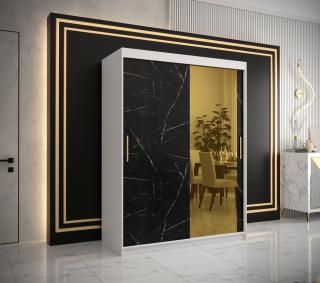 Šatní skříň GOLDEN T2 Abika 150/200/62 barevné provedení: bílý mat-černý mat