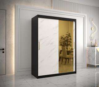 Šatní skříň GOLDEN T2 Abika 150/200/62 barevné provedení: černý mat-bílý mat