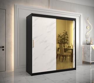 Šatní skříň GOLDEN T2 Abika 180/200/62 barevné provedení: černý mat-bílý mat