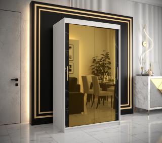 Šatní skříň GOLDEN T3 Abika 120/200/62 barevné provedení: bílý mat-černý mat