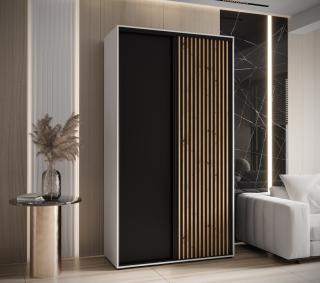 Šatní skříň Sapporo Abika 140/205,2/45 barevné provedení: bílý mat + černý mat+ artisan lamely