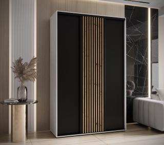 Šatní skříň Sapporo Abika 150/205,2/60 barevné provedení: bílý mat + černý mat+ artisan lamely