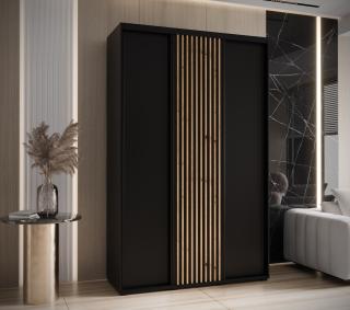 Šatní skříň Sapporo Abika 150/205,2/60 barevné provedení: černý mat + černý mat+ artisan lamely