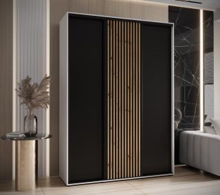 Šatní skříň Sapporo Abika 180/205,2/60 barevné provedení: bílý mat + černý mat+ artisan lamely