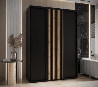 Šatní skříň Sapporo Abika 180/205,2/60 barevné provedení: černý mat + černý mat+ artisan lamely
