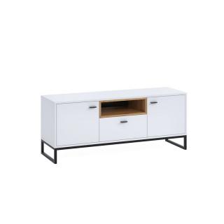 Televizní stolek OLIER Gib 135/55/40 Barva: bílá/dub artisan