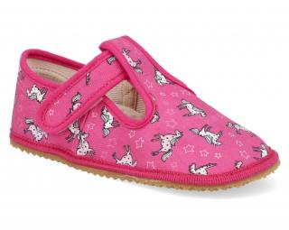 Barefoot bačkorky BEDA růžový koník/unicorn BF 060010/W