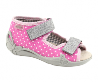 Dívčí sandálky Befado s koženou stélkou 342P024 puntíky růžové